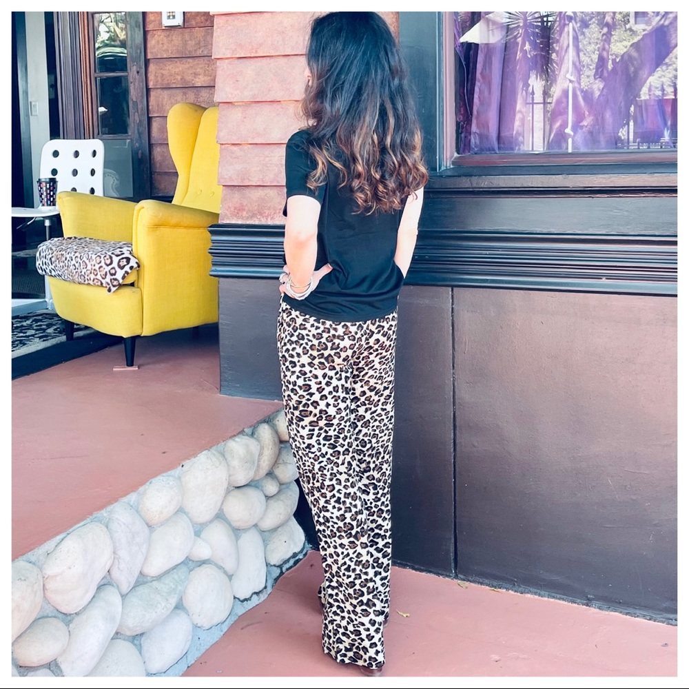 Leopard Print belted side pockets Wide Leg pants - Picture 4 of 5